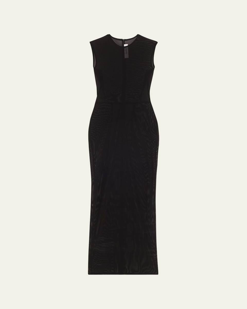 Power Mesh Sleeveless Midi Dress